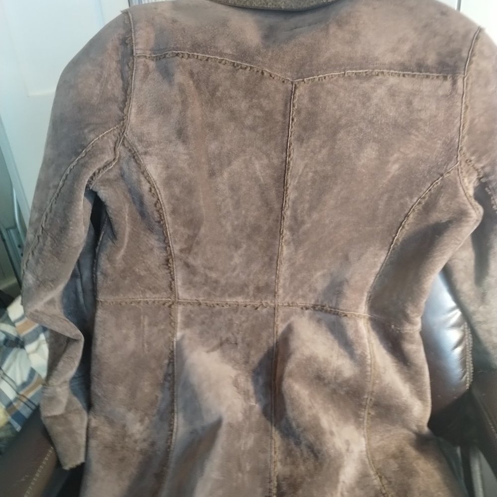 COPY - Genuine suede Anonymous John Carlisle M patchwork warm brown knee length… - Picture 2 of 6
